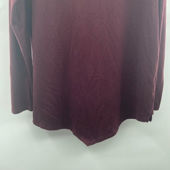 French Laundry Womens Cowl Neck Top Long Sleeve Maroon Size Large Fringe - Picture 3 of 8